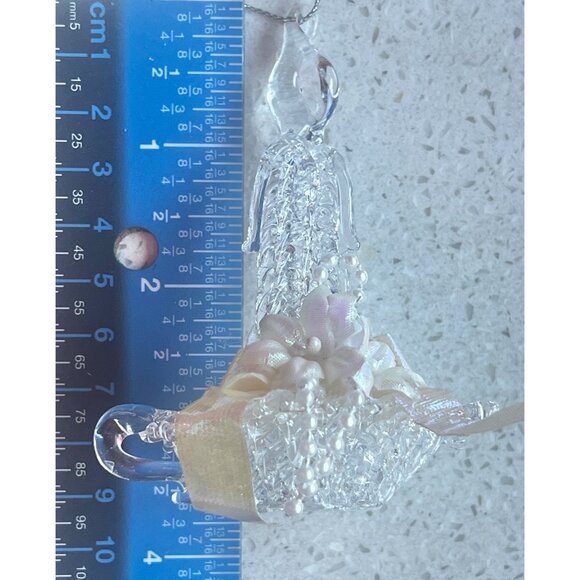 Spun Glass Ornament Set Of 4: Star Candleholder Nativity & Birdcage - Picture 9 of 10